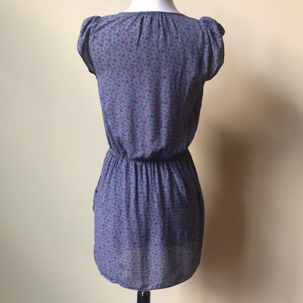 Myan Blue Patterned Ruffle Front Mini Dress - Picture 4 of 8